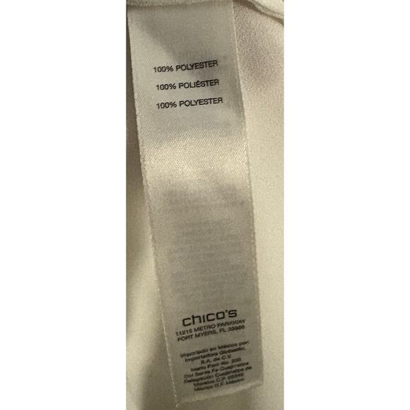 Chico’s White Tunic Sheer Roll Tab Sleeves and Asymmetrical Hem Size 1 (Medium) - Picture 4 of 4